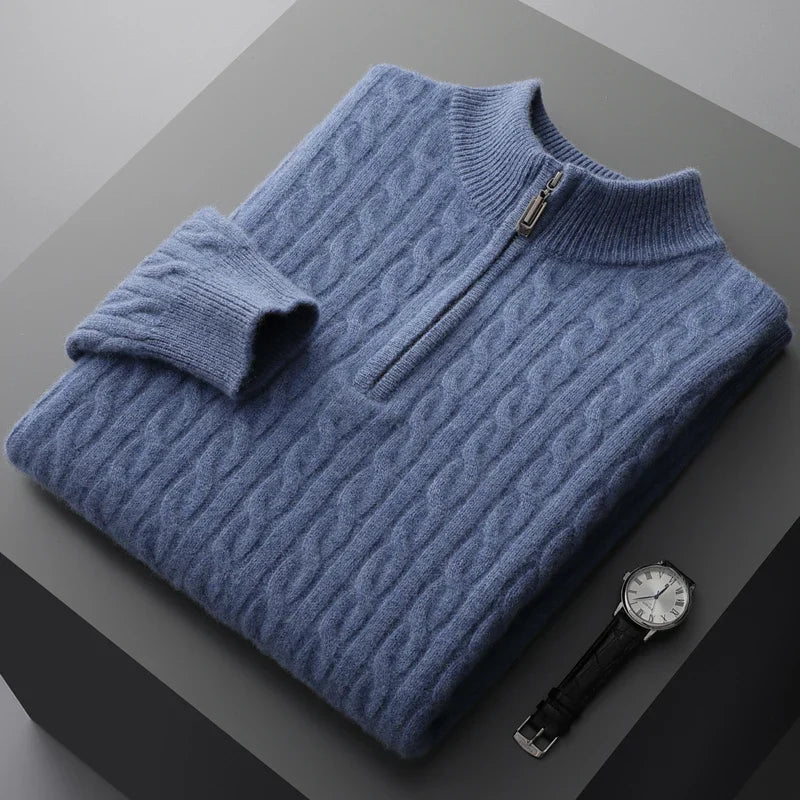 Old Money Pullover mit Viertelreißverschluss aus 100 % Kaschmir