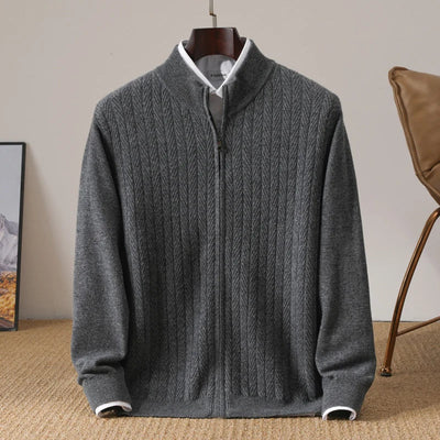 Old Money – Pullover aus 100 % Merinowolle mit durchgehendem Reißverschluss
