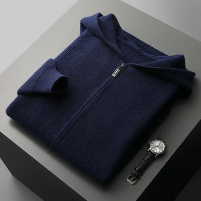 Old Money Woll-Kapuzenpullover mit Reißverschluss