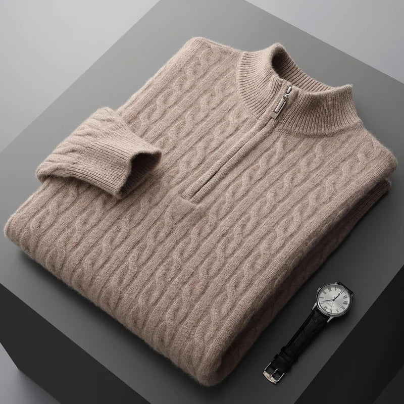 Old Money Pullover mit Viertelreißverschluss aus 100 % Kaschmir