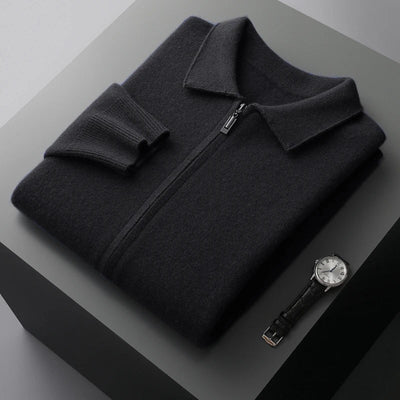 Old Money Herren-Strickjacke aus Kaschmir mit durchgehendem Reißverschluss