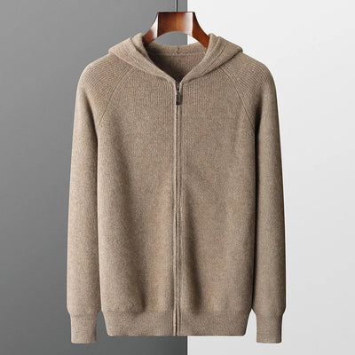 Old Money Woll-Kapuzenpullover mit Reißverschluss