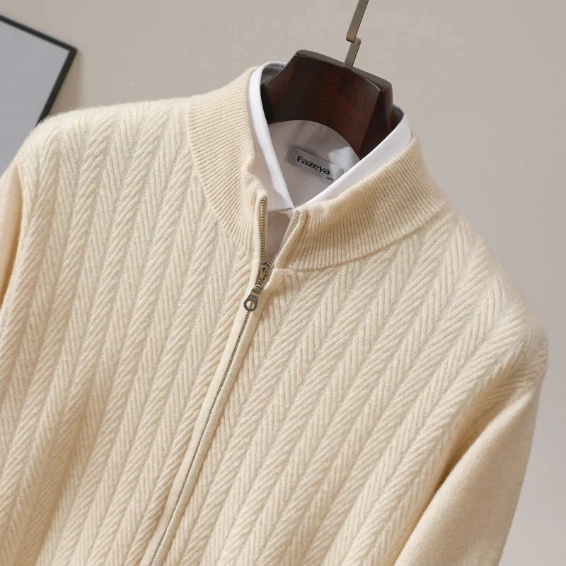 Old Money – Pullover aus 100 % Merinowolle mit durchgehendem Reißverschluss