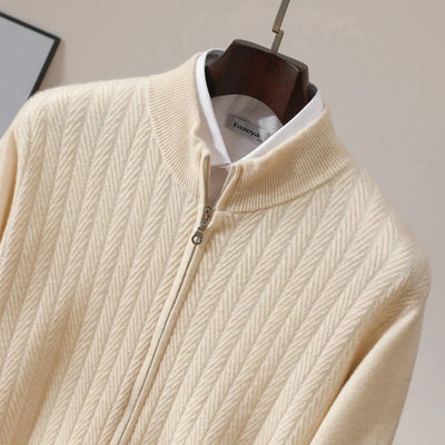 Old Money – Pullover aus 100 % Merinowolle mit durchgehendem Reißverschluss
