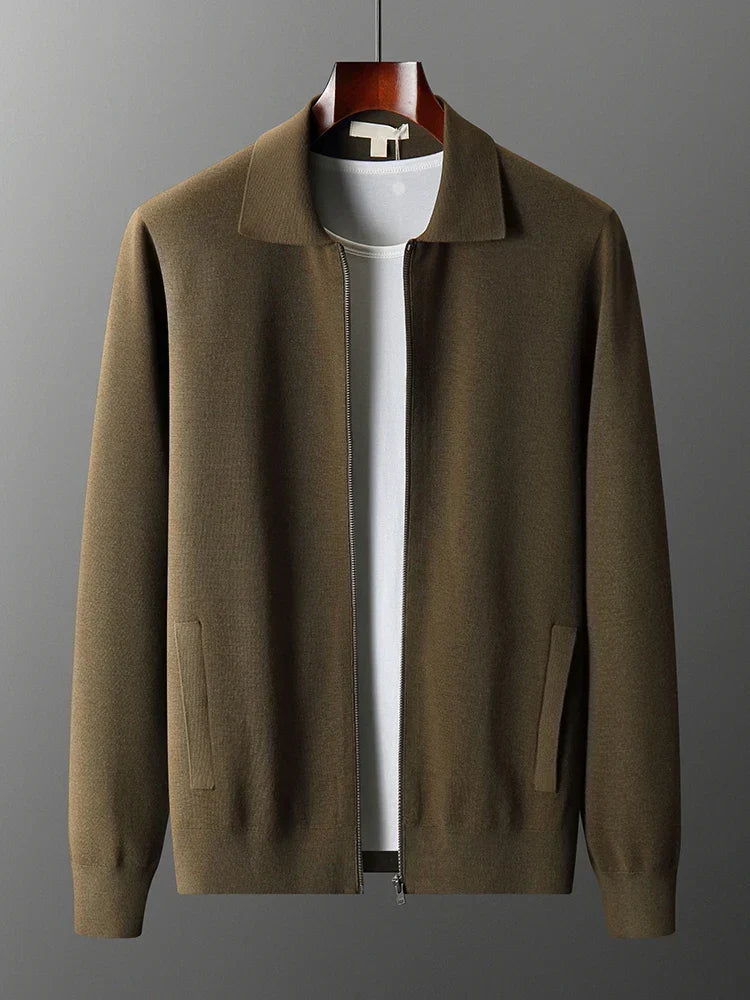 Old Money Herren-Strickjacke aus Kaschmir mit durchgehendem Reißverschluss