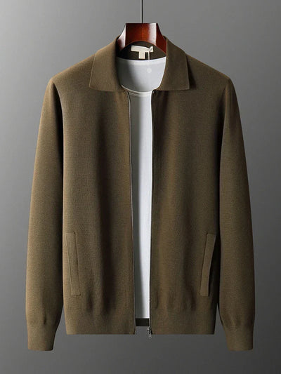 Old Money Herren-Strickjacke aus Kaschmir mit durchgehendem Reißverschluss