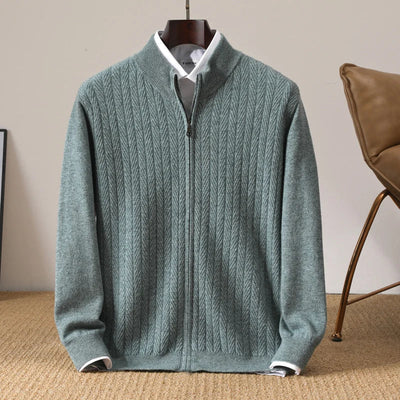 Old Money – Pullover aus 100 % Merinowolle mit durchgehendem Reißverschluss