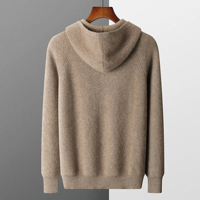 Old Money Woll-Kapuzenpullover mit Reißverschluss