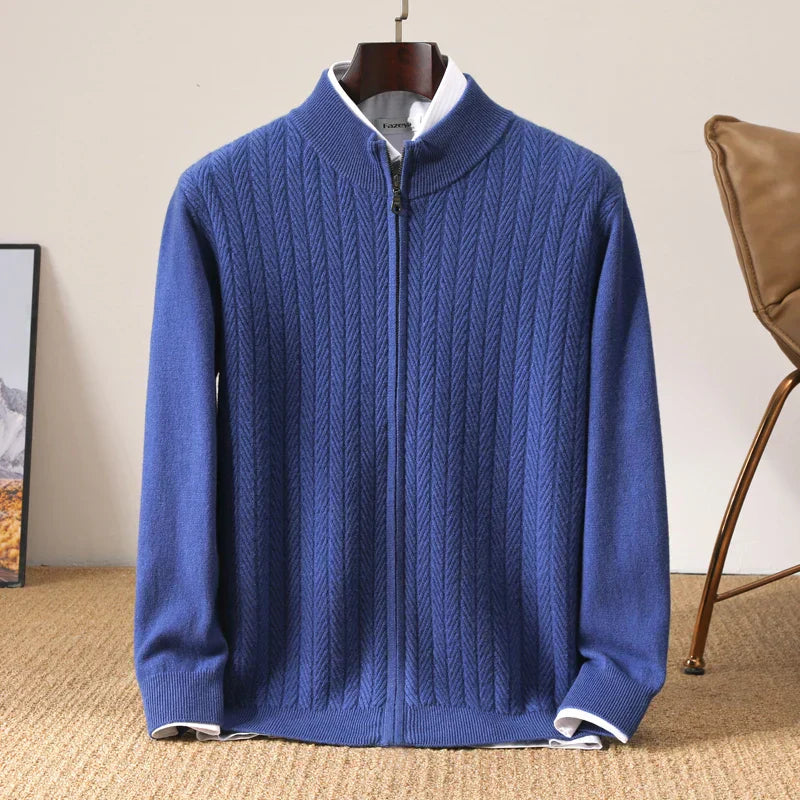 Old Money – Pullover aus 100 % Merinowolle mit durchgehendem Reißverschluss