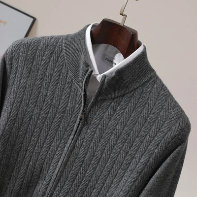 Old Money – Pullover aus 100 % Merinowolle mit durchgehendem Reißverschluss