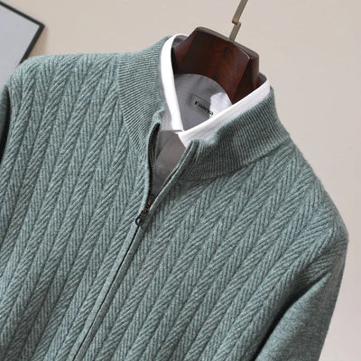 Old Money – Pullover aus 100 % Merinowolle mit durchgehendem Reißverschluss