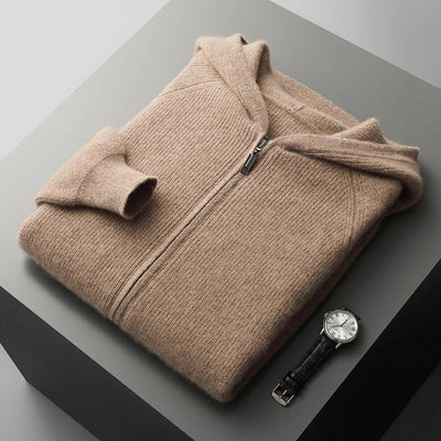 Old Money Woll-Kapuzenpullover mit Reißverschluss