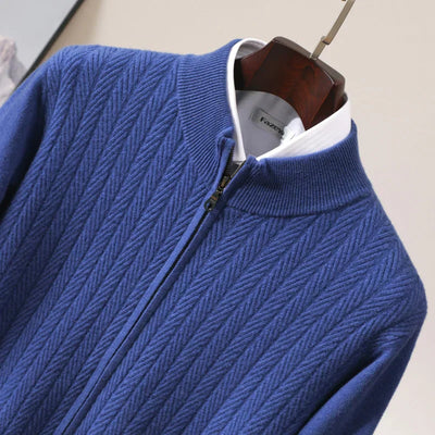 Old Money – Pullover aus 100 % Merinowolle mit durchgehendem Reißverschluss