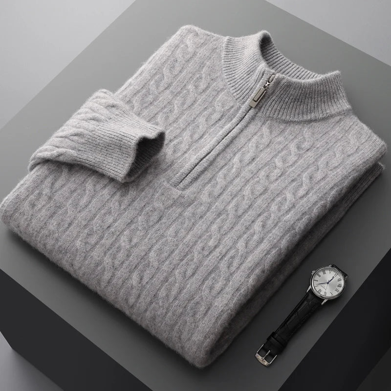 Old Money Pullover mit Viertelreißverschluss aus 100 % Kaschmir