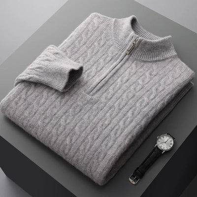 Old Money Pullover mit Viertelreißverschluss aus 100 % Kaschmir
