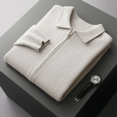 Old Money Herren-Strickjacke aus Kaschmir mit durchgehendem Reißverschluss