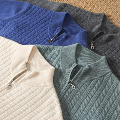 Old Money – Pullover aus 100 % Merinowolle mit durchgehendem Reißverschluss