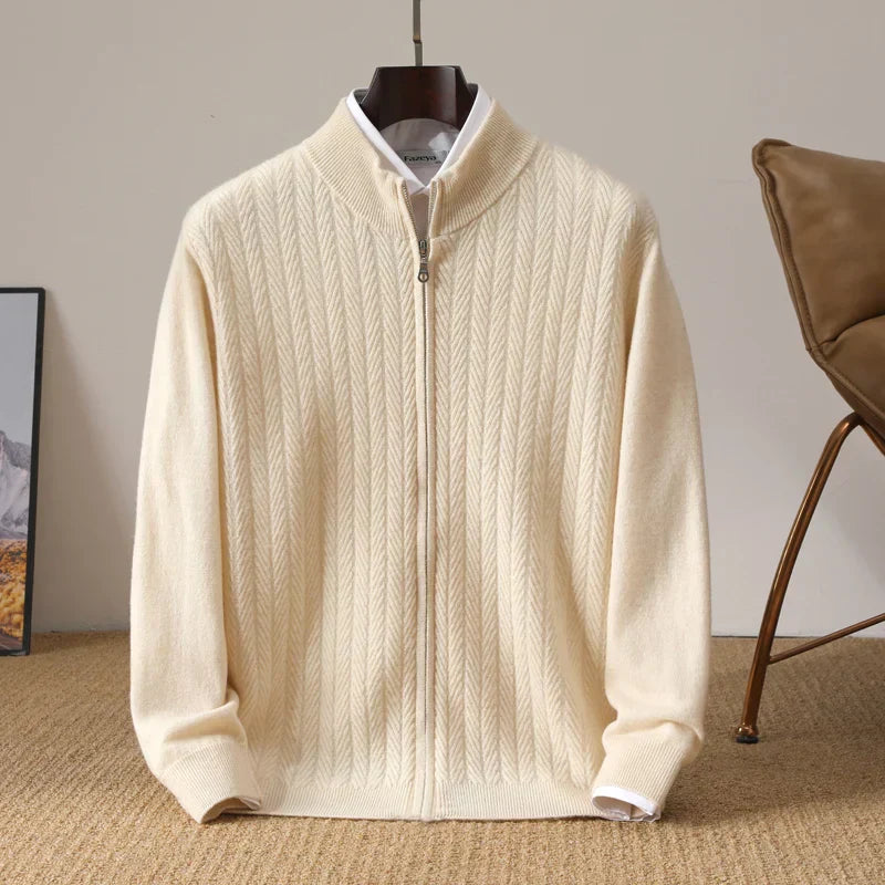 Old Money – Pullover aus 100 % Merinowolle mit durchgehendem Reißverschluss