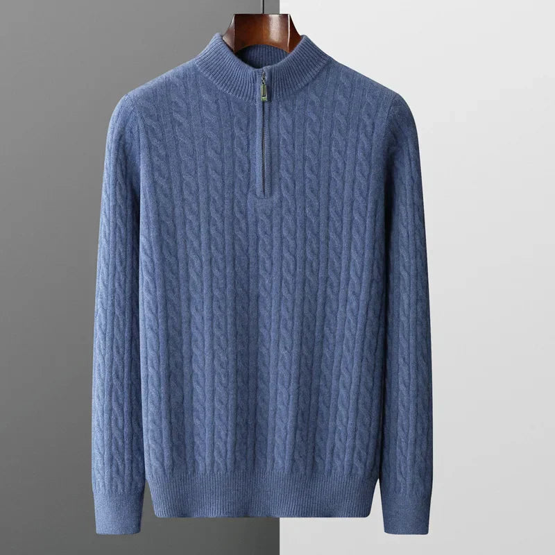 Old Money Pullover mit Viertelreißverschluss aus 100 % Kaschmir