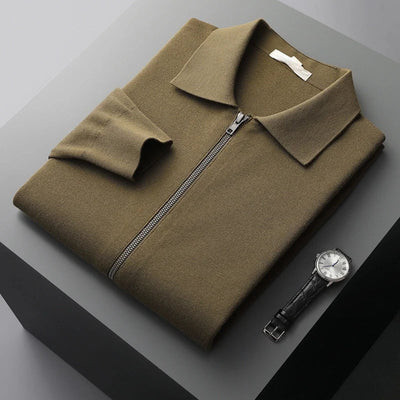 Old Money Herren-Strickjacke aus Kaschmir mit durchgehendem Reißverschluss