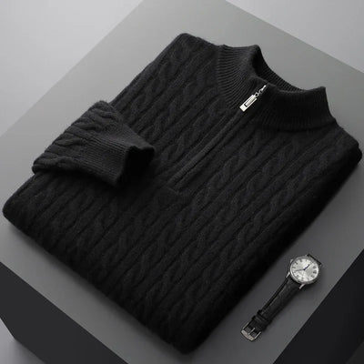 Old Money Pullover mit Viertelreißverschluss aus 100 % Kaschmir