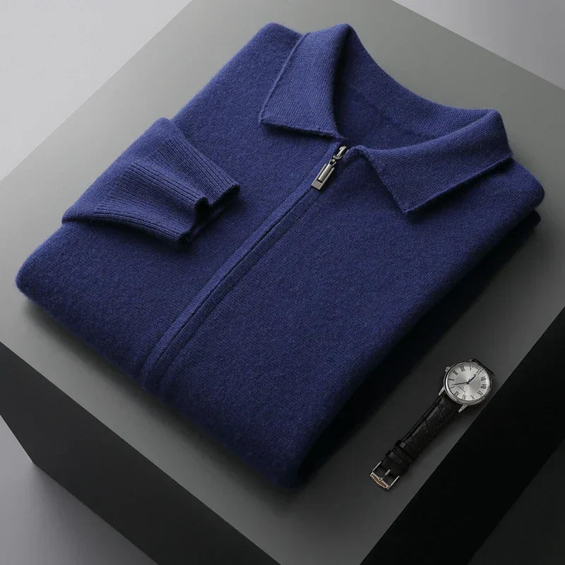 Old Money Herren-Strickjacke aus Kaschmir mit durchgehendem Reißverschluss