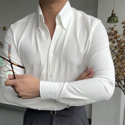 Old Money Italian Athletic V-Ausschnitt Bambushemd
