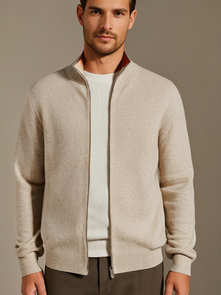 Old Money Herren Kaschmirjacke mit Reißverschluss