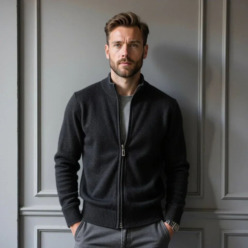 Old Money – Strickjacke aus reinem Kaschmir mit Reißverschluss